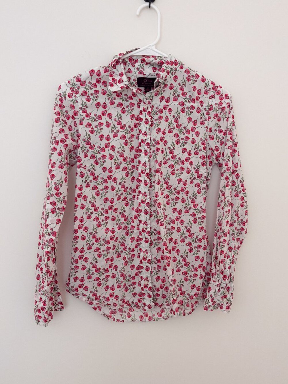 J.Crew Liberty Fabric Pink Floral Button Front Shirt Size 0